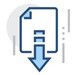 arrow pointing down on paper icon