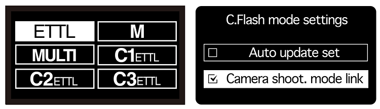 Modes de flash personnalisés C1, C2, C3