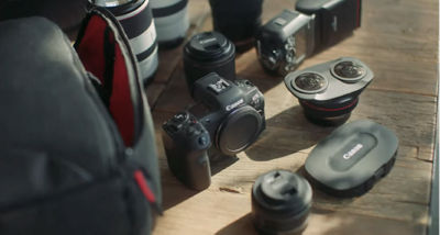 Camera equipment on a table