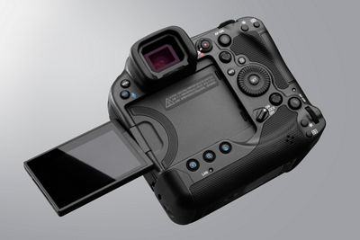 EOS R3 - LCD Open with Vertical Grip