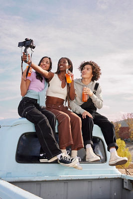 Friends Taking a Picture with the EOS R50