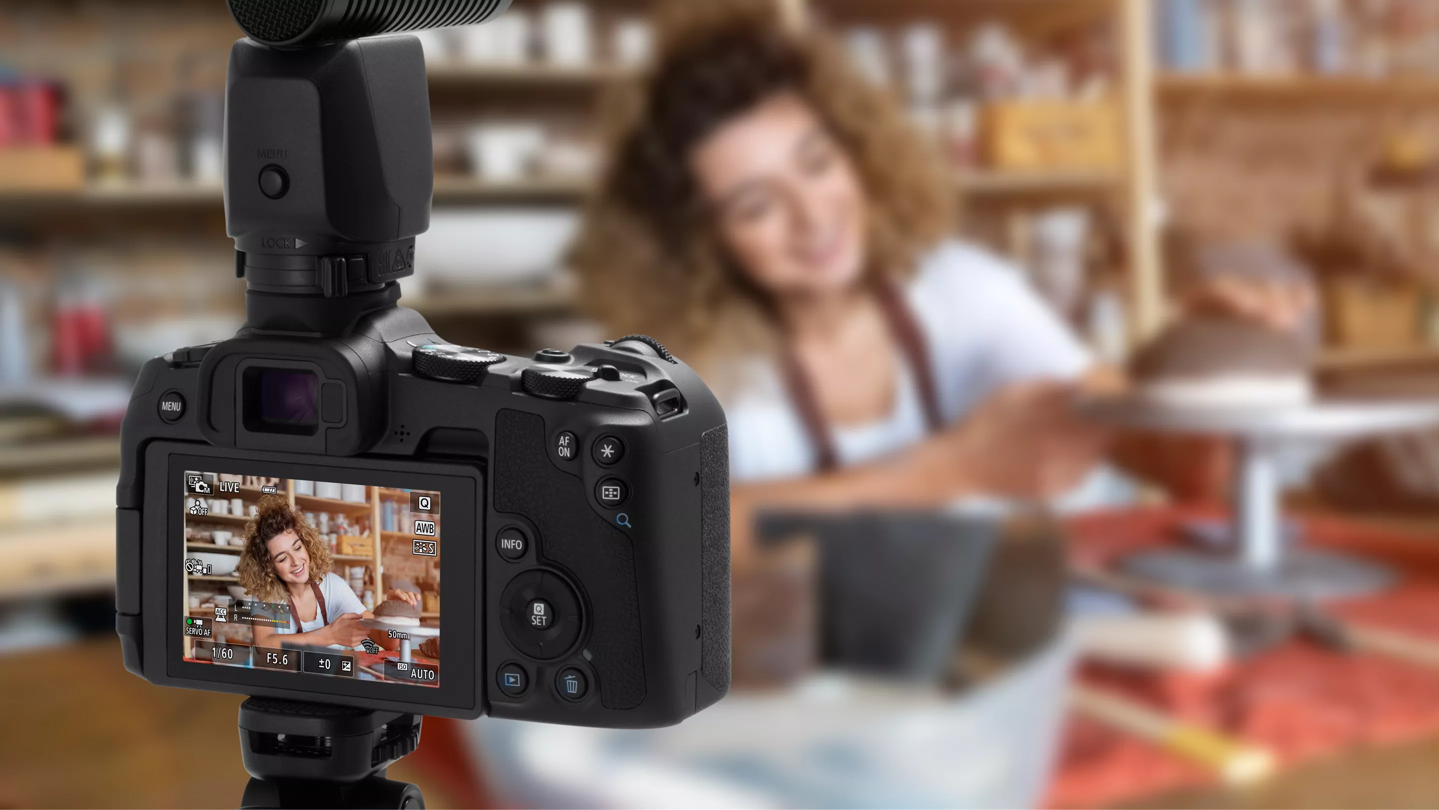 EOS R8 Being Used to Record Person Baking