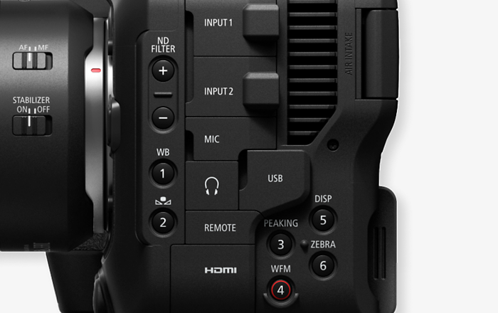 crop view of C70 side buttons