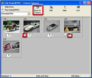How to set the DPOF print settings using ZoomBrowser EX ver. 5.x