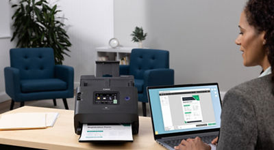 woman working on a laptop