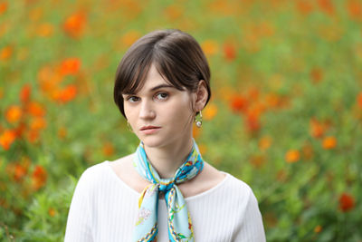 Person in a Flower Field