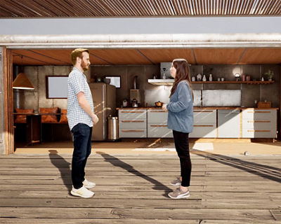 two people facing eachother in a virtual environment