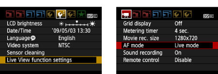 Changing the AF Mode to Use the Live View Function to Shoot Still ...