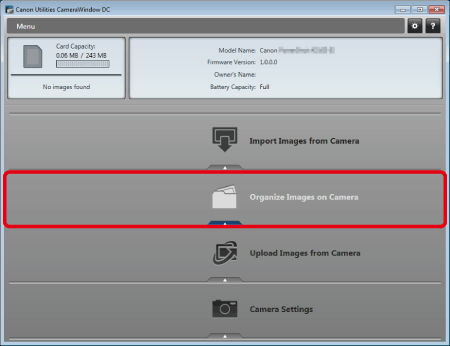 Upload images to memory card in camera using Camera Window 8