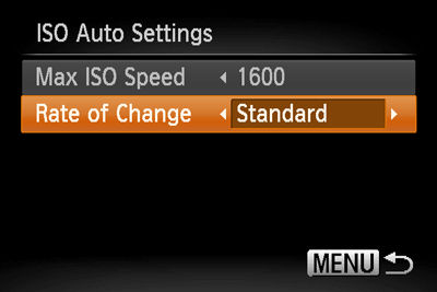 Setting ISO speed (PowerShot S110)
