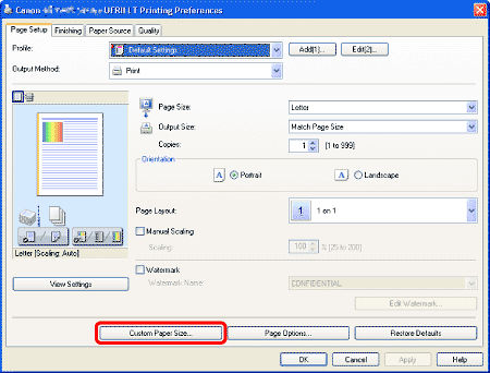 Printing onto Custom Size Paper or Envelopes (MF9200 Series)