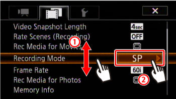 Types of recording modes and changing the recording modes with the XA10 ...