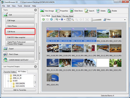 Editing movies with ZoomBrowser EX Ver6.7.
