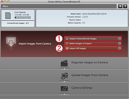 Importing Images (CameraWindow 8.4-8.6 / Mac OS X)