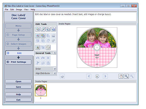 Placing and printing to a printable disc (MG5320)