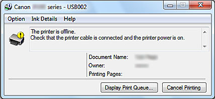 The printer is turned OFF / Printing Does Not Start - iP100