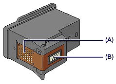 Warning not to touch electrical contacts or ink head nozzle.