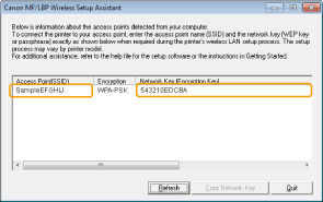 Checking the Access Point Name or Network Key (Windows) (MF5950dw)