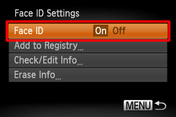 Shooting a person whose face you have registered in the camera with the ...