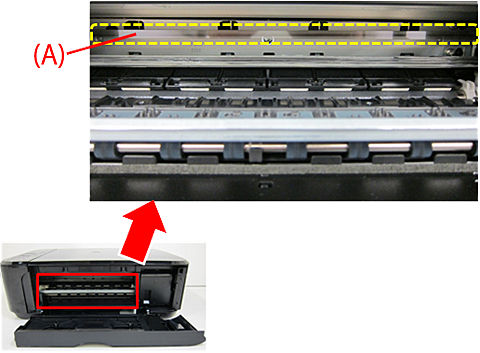 Encoder film (A) shown inside the printer