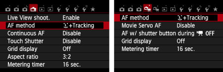 Changing the AF Mode to Use the Live View Function to Shoot Still ...