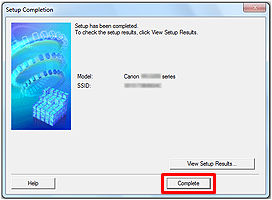 Setup Completion dialog box.