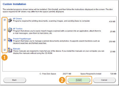 Installing the Driver/Software Via Network for Windows (MF8580Cdw/MF8280Cw)