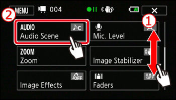 Changing the Audio Recording Level (mic. level) when Recording