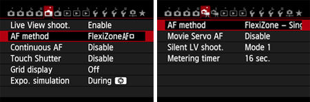 Changing the AF Mode to Use the Live View Function to Shoot Still ...