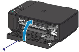 Paper output cover being closed.