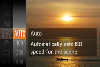 Setting ISO speed (PowerShot SX400 IS)
