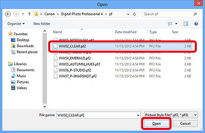 Applying a Picture Style file to the camera using EOS Utility Ver. 3.x ...