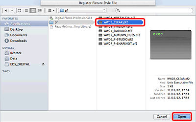 Applying a Picture Style file to the camera using EOS Utility Ver. 3.x ...