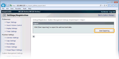 Importing and exporting the address book - MF229dw