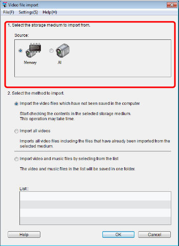 Importing AVCHD video files recorded on the camcorder to the computer ...