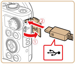 Using a USB cable to charge the camera's battery (PowerShot SX720 HS)