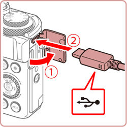 Using a USB cable to charge the camera's battery (PowerShot