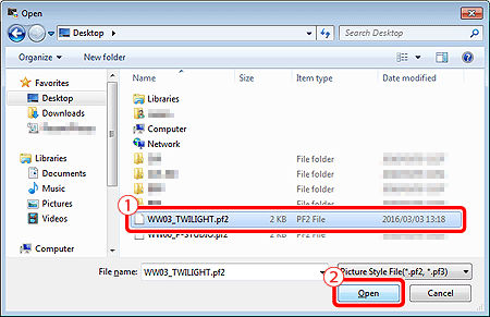 Registering Picture Style File to the camera with CameraWindow ...