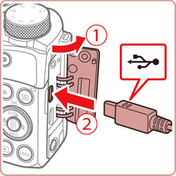 Using a USB cable to charge the camera's battery (Power Shot G5 X)