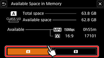Checking a memory card’s available space or used space on the XA400 ...