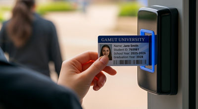 someone using a security card