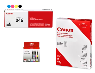 Three examples of Canon printer ink product packages.