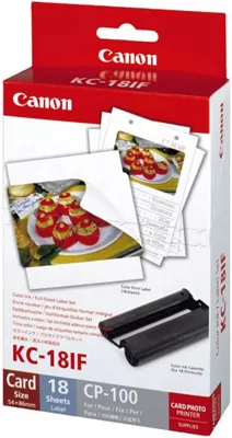 Canon Set inchiostro a colori KC-18IF e carta adesiva 54 x 86 mm, 18 fogli  7741A001, Etichette per stampante