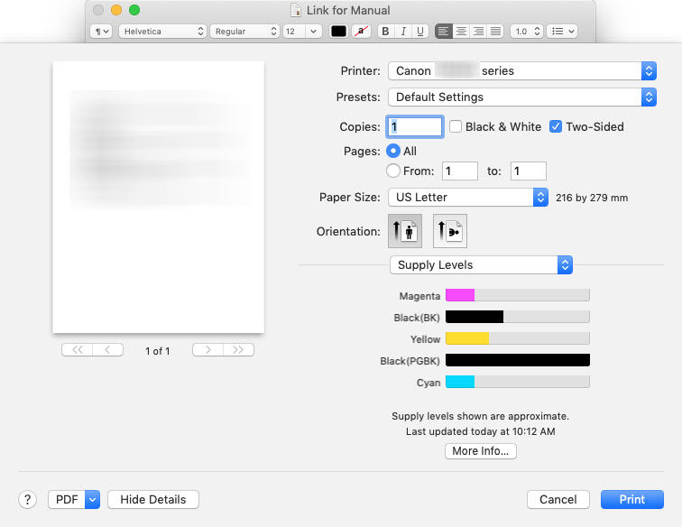Checking Ink Status from a Mac