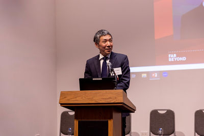 Mr. Furuyama speaking at the Japan Center Competition 2023