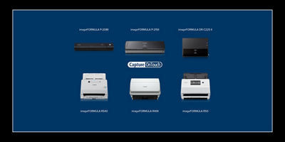 6 scanners on a blue background