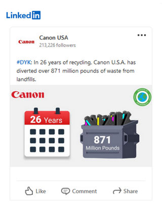 Linkedin- imageRUNNER ADVANCE DX C3900 and 4900 Sustainability Social Post