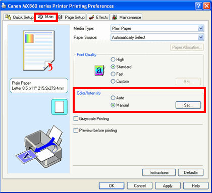 Set the Ink Intensity (Windows) MX420