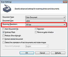 Adjusting Output (Scan) Resolution (Windows) - MX350 / MX870