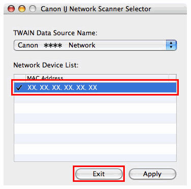Setup the MX860 for use over a wired LAN - Mac OS X